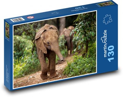 Slon - zvíře, slůně - Puzzle 130 dílků, rozměr 28,7x20 cm