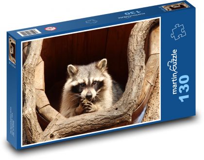 Szop pracz - ssak, zwierzę - Puzzle 130 elementów, rozmiar 28,7x20 cm