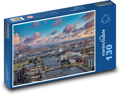 Hafen mit Booten - See, Kräne - Puzzle - 130 Teile