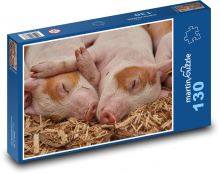 Sleeping piglets - domestic pig, farm Puzzle 130 pieces - 28.7 x 20 cm 