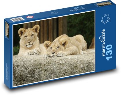 Mládě lva - dvojčata, zvířata - Puzzle 130 dílků, rozměr 28,7x20 cm