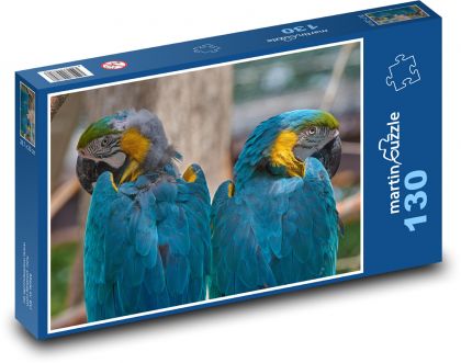 Papoušek ara - modrý pták, zobák - Puzzle 130 dílků, rozměr 28,7x20 cm