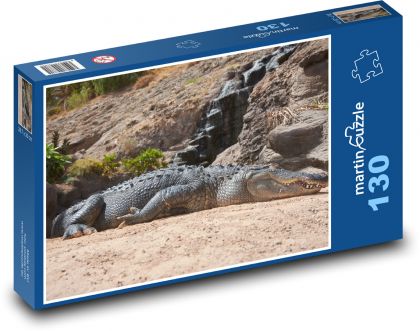 Krokodyl - spanie na plaży - Puzzle 130 elementów, rozmiar 28,7x20 cm