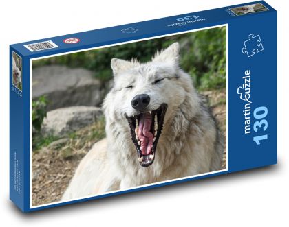 Zívající vlk - tesáky, tlama - Puzzle 130 dílků, rozměr 28,7x20 cm
