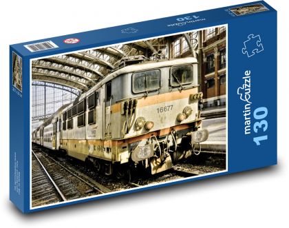 Vlak na stanici - stanica, dráha - Puzzle 130 dielikov, rozmer 28,7x20 cm 