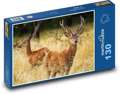 Jelen a laň - les, zvířata - puzzle 130 dílků
