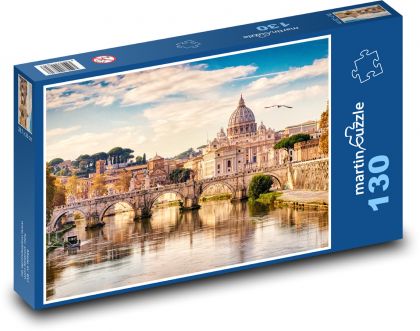 Vatikán - Katedrála, řeka - Puzzle 130 dílků, rozměr 28,7x20 cm