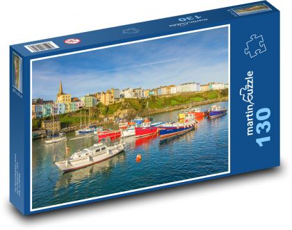 Přístav - pobřeží, lodě - puzzle 130 dílků