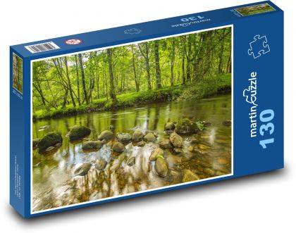 Řeka - kameny, stromy - Puzzle 130 dílků, rozměr 28,7x20 cm
