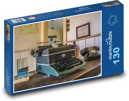 Starý písací stroj - kancelária - Puzzle 130 dielikov, rozmer 28,7x20 cm 