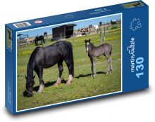 Černý kůň - hříbě, kobyla Puzzle 130 - 28,7x20 cm
