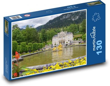 Paláce Linderhof - palácová zahrada - Puzzle 130 dílků, rozměr 28,7x20 cm