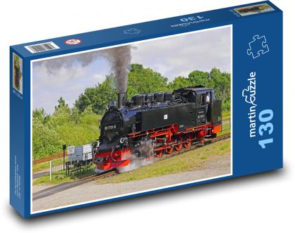 Parní lokomotiva - železnice - Puzzle 130 dílků, rozměr 28,7x20 cm