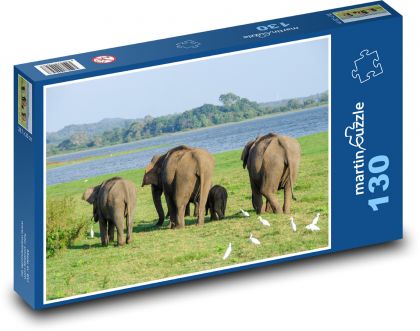 Słoń indyjski - Sri Lanka, zwierzę - Puzzle 130 elementów, rozmiar 28,7x20 cm