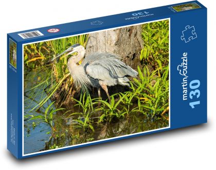 Volavka velká - vodní pták, zvíře - Puzzle 130 dílků, rozměr 28,7x20 cm