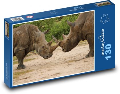 Nosorožec - zvíře, roh - Puzzle 130 dílků, rozměr 28,7x20 cm