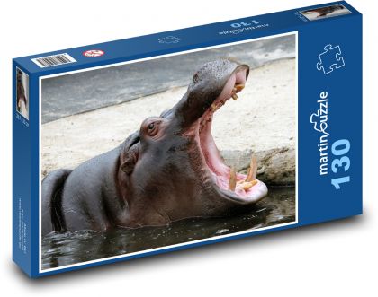 Hippopotamus - animal, mouth - Puzzle 130 pieces, size 28.7x20 cm 