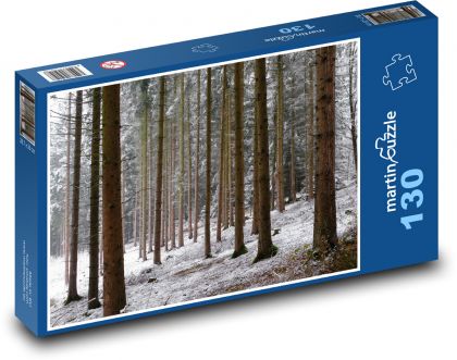 Stromy v zimě - les, sníh - Puzzle 130 dílků, rozměr 28,7x20 cm