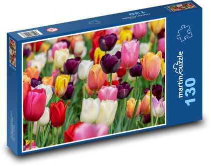 Tulipány - květiny, zahrada - Puzzle 130 dílků, rozměr 28,7x20 cm