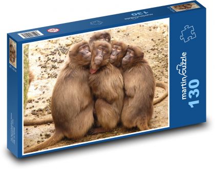 Paviáni - opice, zvieratá - Puzzle 130 dielikov, rozmer 28,7x20 cm 