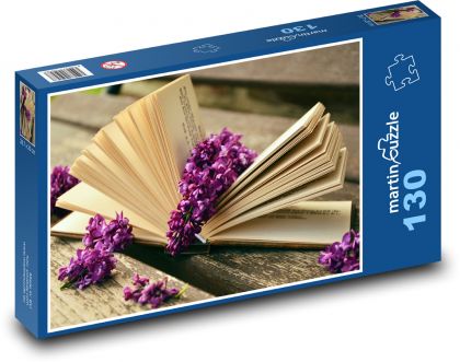 Book - read, lilac - Puzzle 130 pieces, size 28.7x20 cm 
