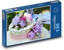 Tort weselny - ślub, ślub Puzzle 130 elementów - 28,7x20 cm