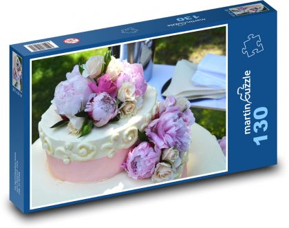 Tort weselny - ślub, ślub - Puzzle 130 elementów, rozmiar 28,7x20 cm