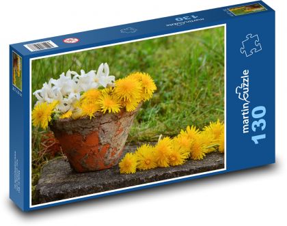 Pampeliška - květináč, jaro - Puzzle 130 dílků, rozměr 28,7x20 cm