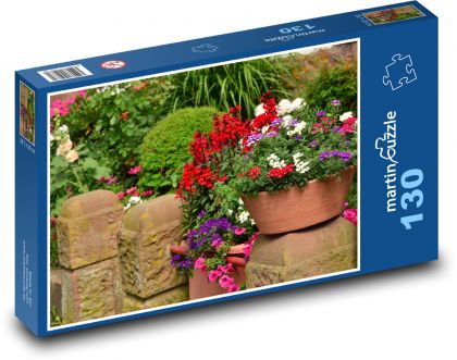 Letní květiny - balkónové květiny, zahrada - Puzzle 130 dílků, rozměr 28,7x20 cm