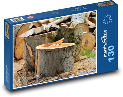 Kmen stromu - pařez, dřevo - Puzzle 130 dílků, rozměr 28,7x20 cm