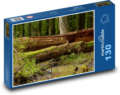Les - potok, stromy - Puzzle 130 dílků, rozměr 28,7x20 cm