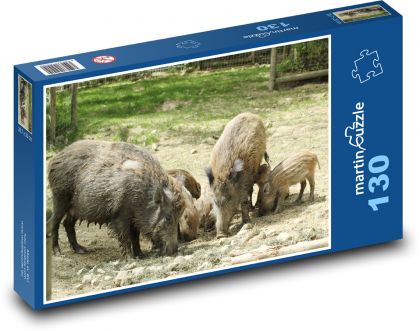 Wildschwein - Wildschwein, Bachyně - Puzzle - 130 Teile