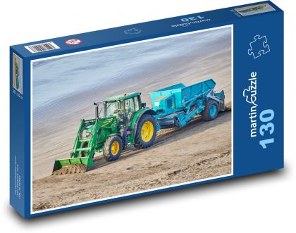 Traktor - úklid pláže, moře - Puzzle 130 dílků, rozměr 28,7x20 cm