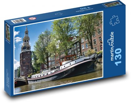 Kanał - droga wodna, Amsterdam - Puzzle 130 elementów, rozmiar 28,7x20 cm