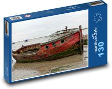 Loď na břehu - vrak, moře Puzzle 130 - 28,7x20 cm