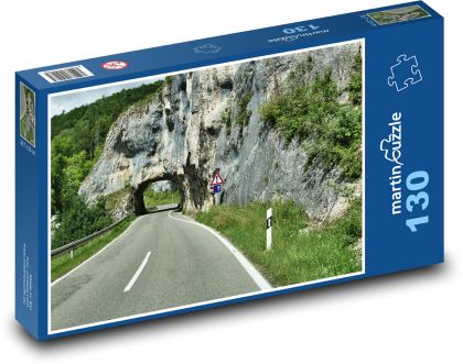 Tunel - silnice, příroda - Puzzle 130 dílků, rozměr 28,7x20 cm