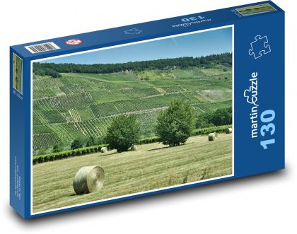 Farma - balíky sena, vinice - Puzzle 130 dílků, rozměr 28,7x20 cm