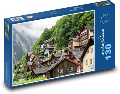 Hallstatt - Rakúsko, domy - Puzzle 130 dielikov, rozmer 28,7x20 cm 