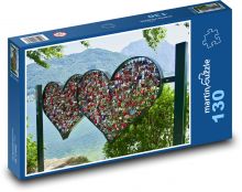 Visací zámky - milovat, srdce Puzzle 130 dílků - 28,7 x 20 cm