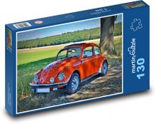 Rotes Auto am Straßenrand Puzzle 130 Teile - 28,7x20 cm