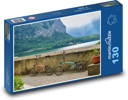 Cestovať - bicykle, jazero - Puzzle 130 dielikov, rozmer 28,7x20 cm 