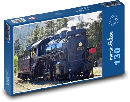 Parní vlak - železnice, lokomotiva - Puzzle 130 dílků, rozměr 28,7x20 cm