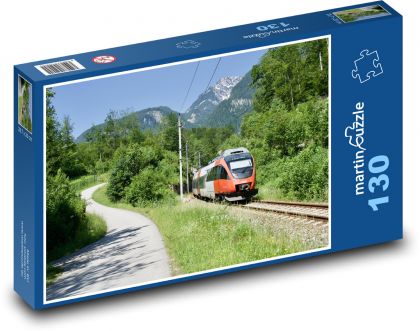 Vlak - hory, železnice - Puzzle 130 dílků, rozměr 28,7x20 cm