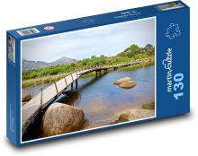 Dřevěný most - řeka, příroda Puzzle 130 - 28,7x20 cm