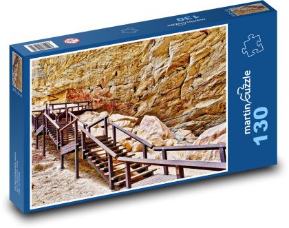 Stairs in the rock - staircase, cave - Puzzle 130 pieces, size 28.7x20 cm 