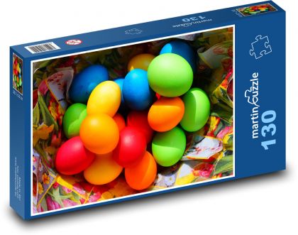 Velikonoční vajíčka - barvit, vejce - Puzzle 130 dílků, rozměr 28,7x20 cm