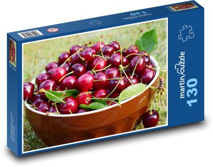 Červené třešně - ovoce, sklizeň - Puzzle 130 dílků, rozměr 28,7x20 cm