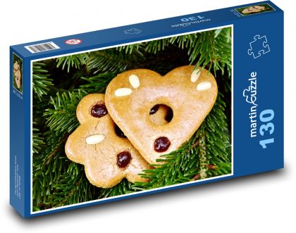 Piernik - ozdoby świąteczne, natura - Puzzle 130 elementów, rozmiar 28,7x20 cm