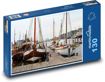 Boats - sailing yachts, port - Puzzle 130 pieces, size 28.7x20 cm 