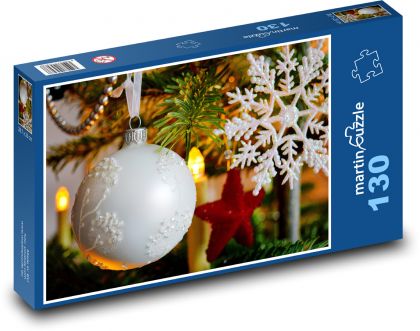 Weihnachtskugeln - Dekoration, Schneeflocke - Puzzle - 130 Teile
